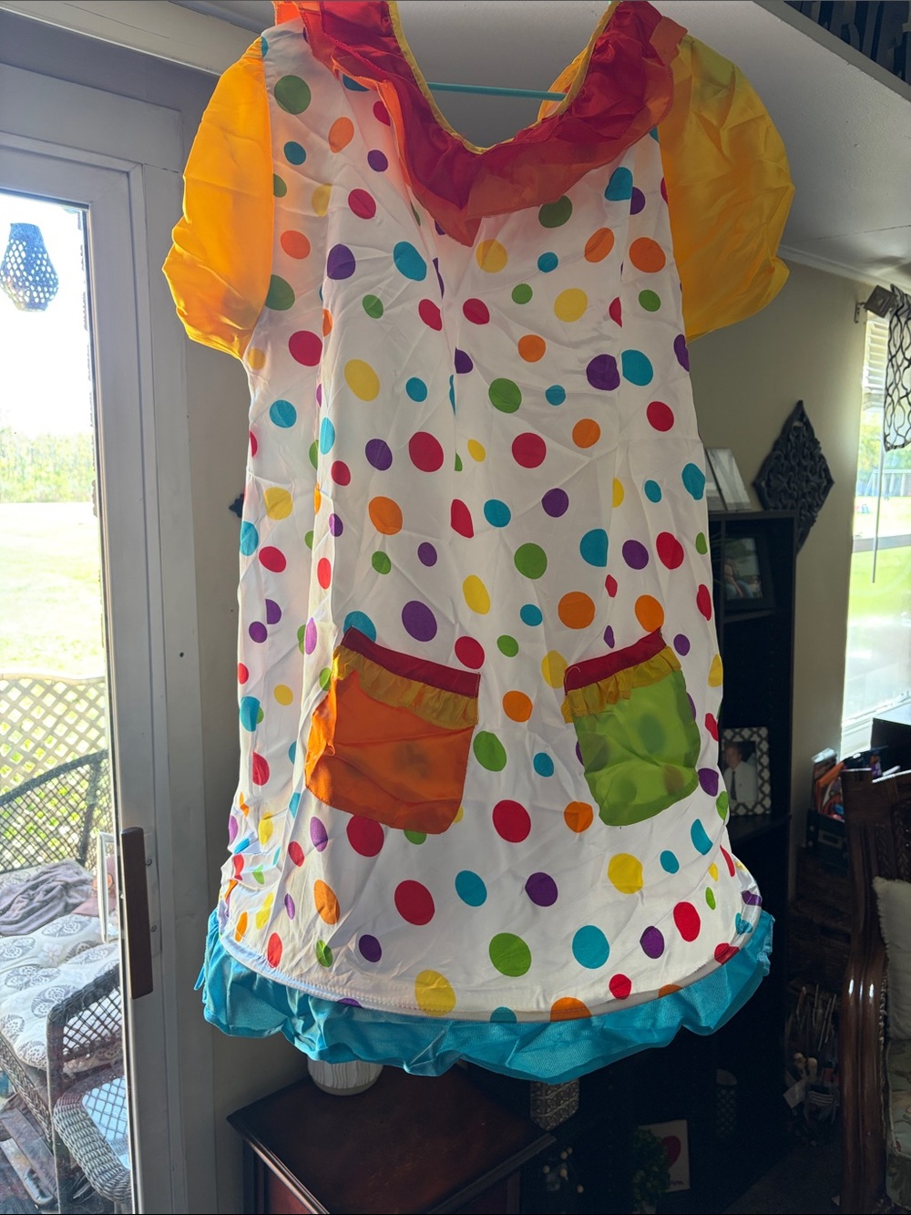Party City Multicolor Polka Dot Clown Dress with Ruffle Hem